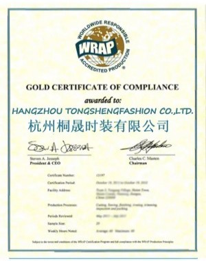 WRAP Gold Certified Social Compliance Audit for Global Apparel and Knitwear Production.